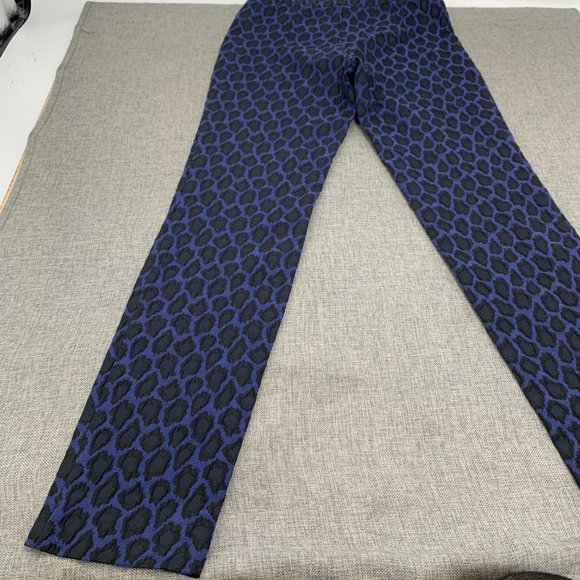 H&M Mid Rise Pants Animal Print Blue Black Zipper Closure size 6 - Picture 11 of 15